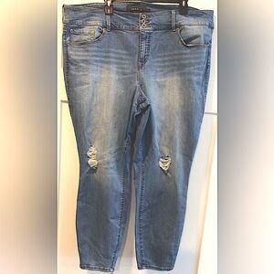 Torrid Premium Jegging Distress Stretch Jeans Womens Size 26R Blue Meas. 44x28.5
